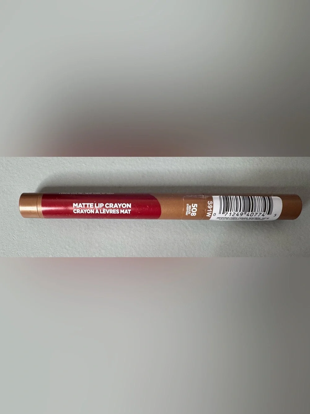Loreal Matte Lip Crayon in 508 brûlée everyday Deep Red burgundy